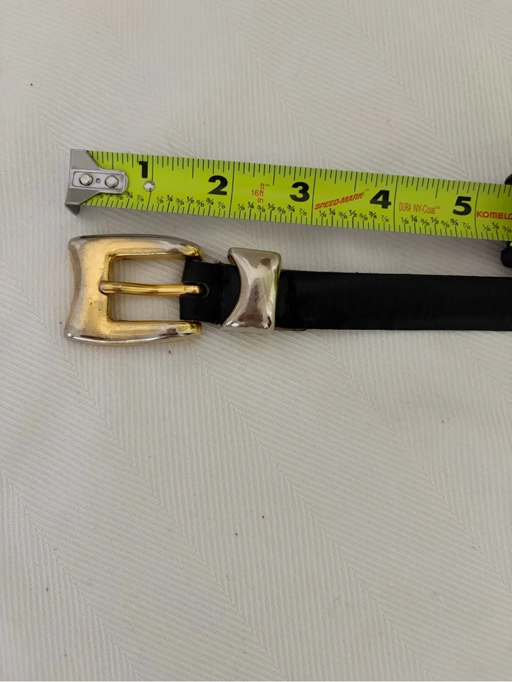 Kenneth Cole New York Genuine Leather Belt Gold Buckle S